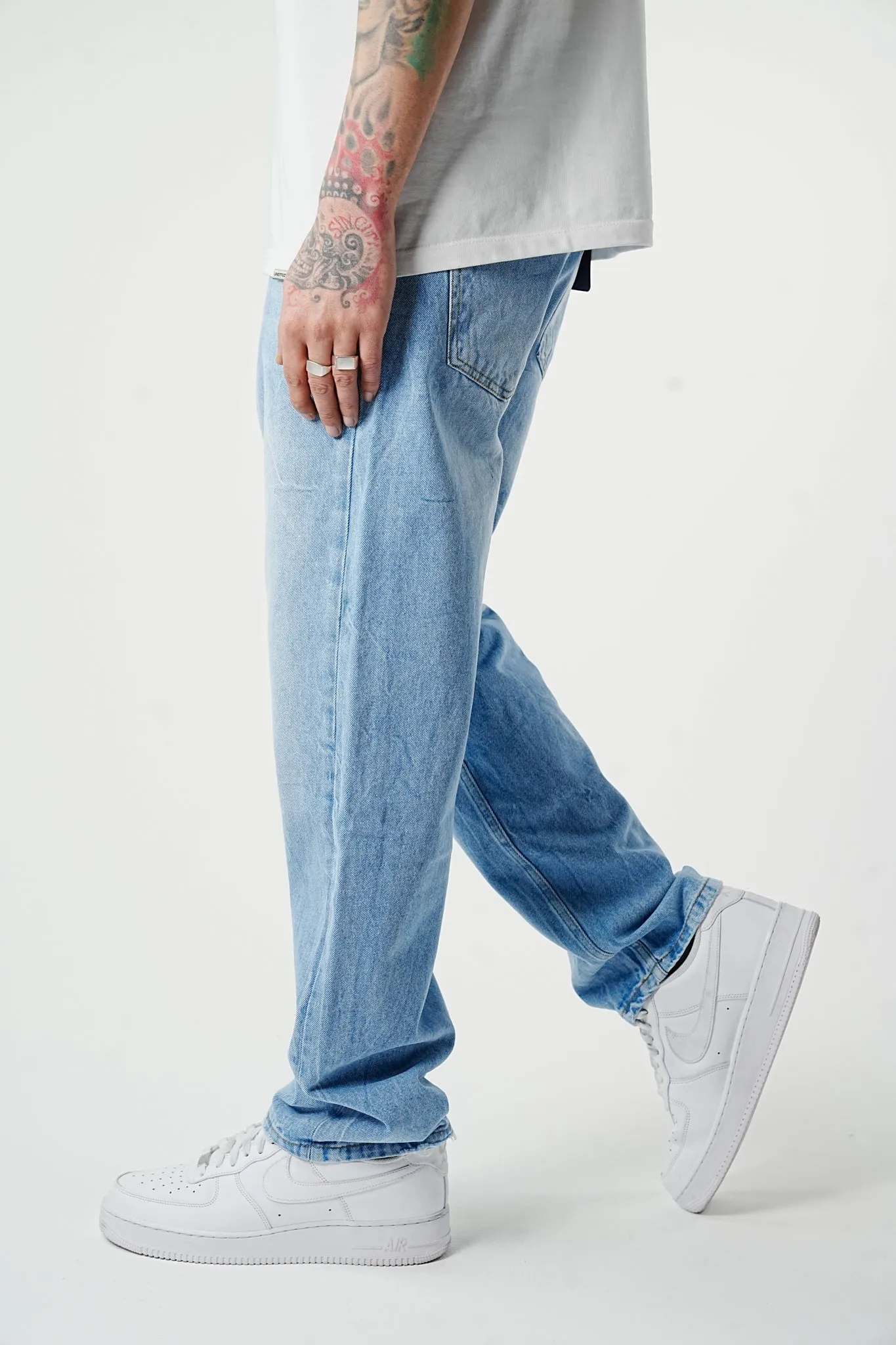 Premium Wide Fit Basic Wave Blue Denim