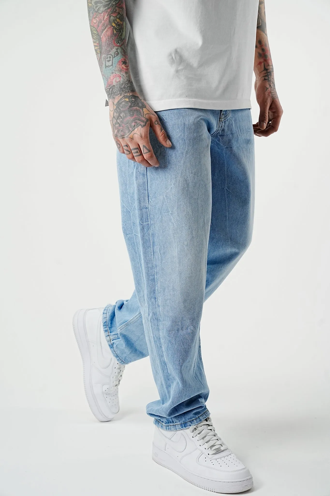 Premium Wide Fit Basic Wave Blue Denim