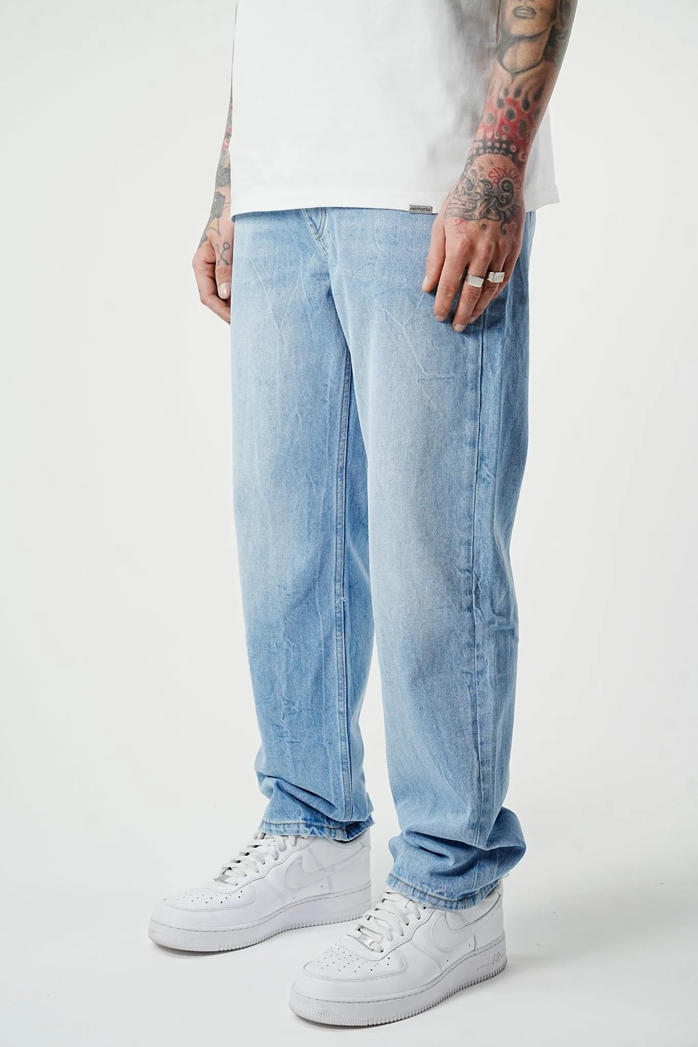 Premium Wide Fit Basic Wave Blue Denim