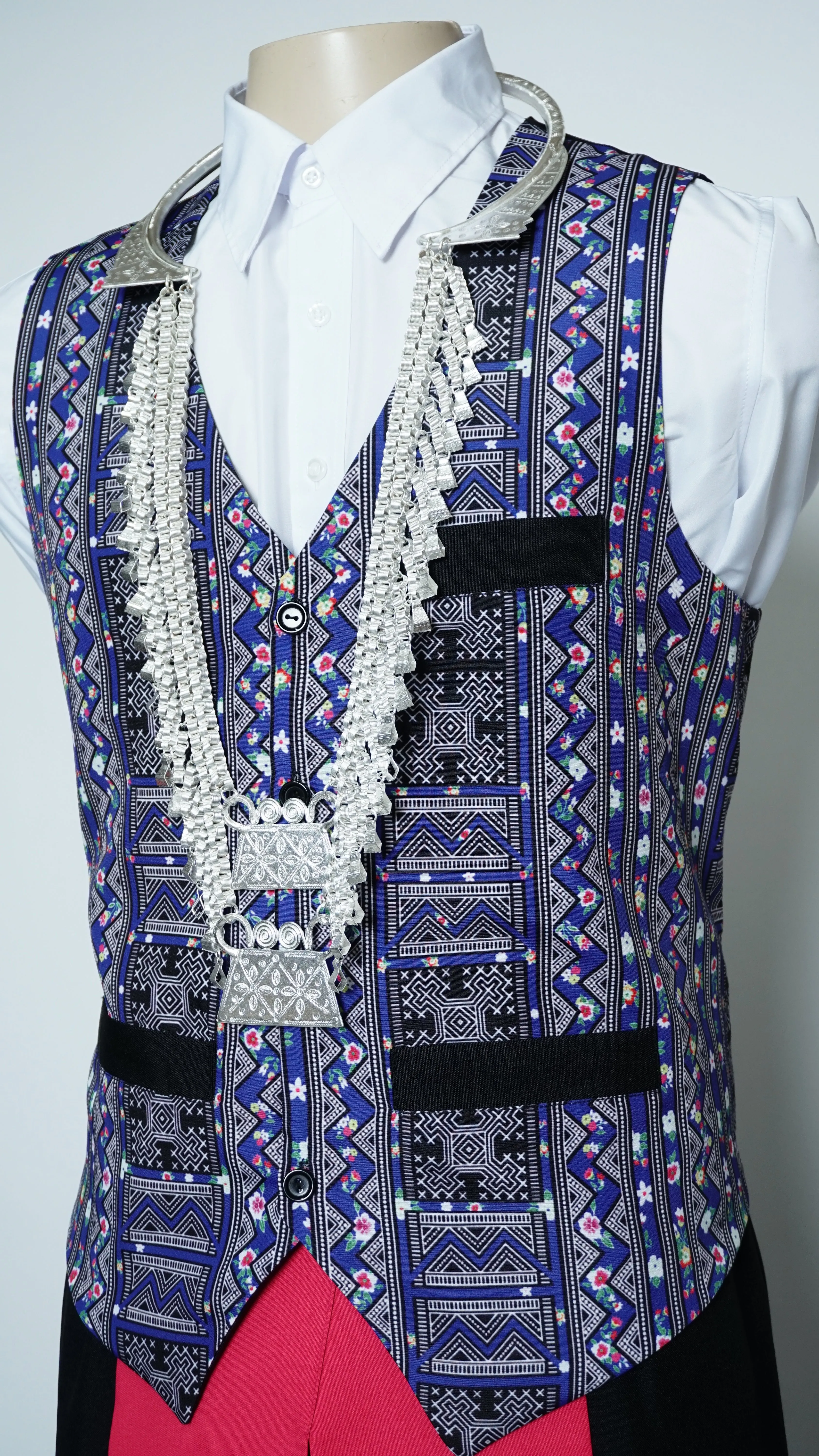 Printed Blue Purple Flower Vest