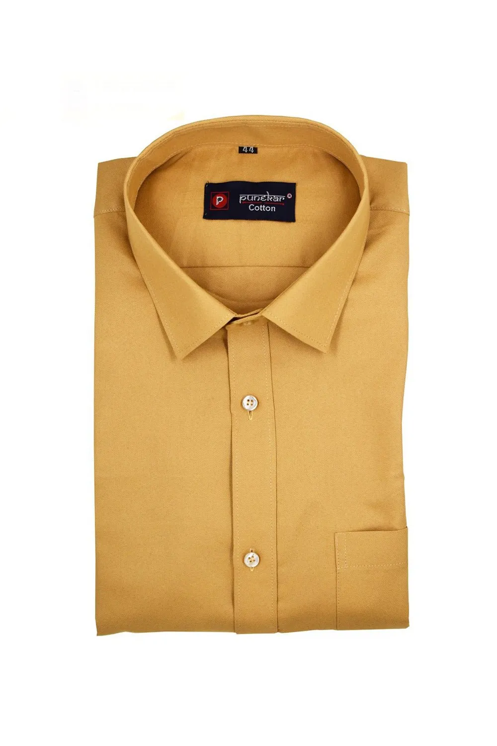 Punekar Cotton Gold Color Rich Cotton Formal Shirt For Men's