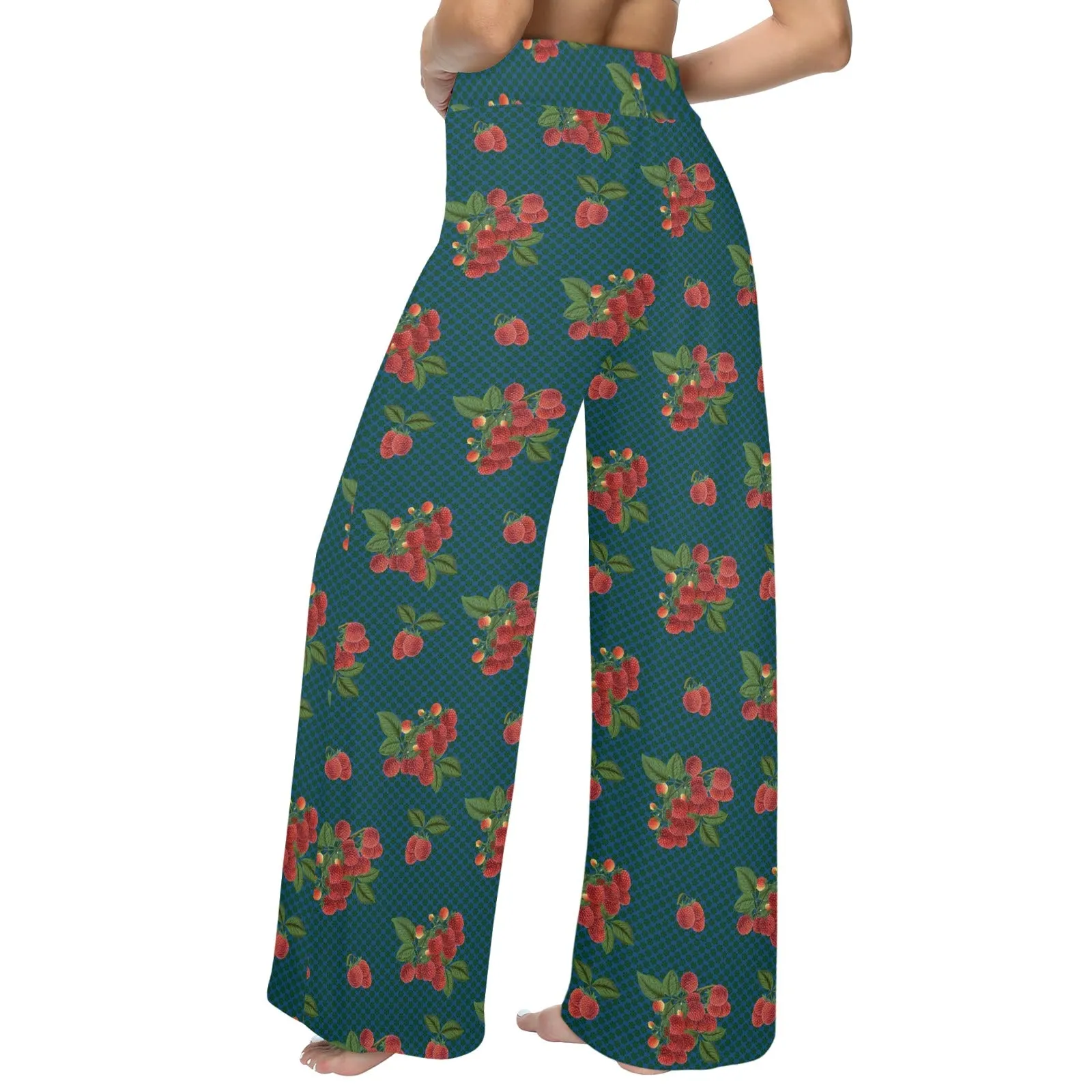 raspberry petals print 2 Women's Wide Leg Lounge Pants (Model L77)