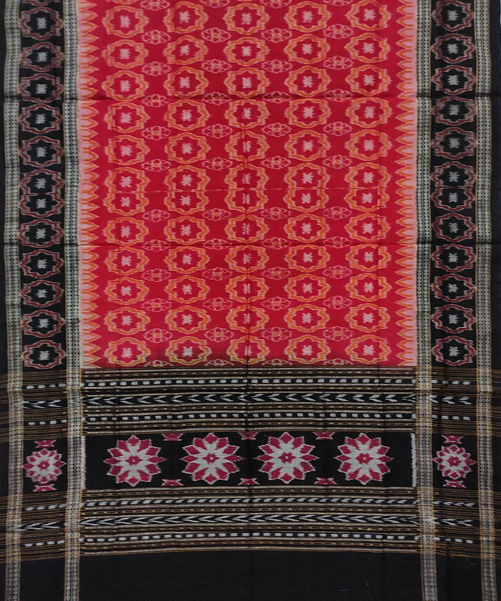 Red black handwoven cotton sambalpuri dupatta