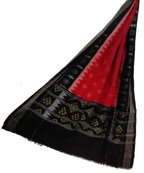 Red black handwoven sambalpuri cotton dupatta