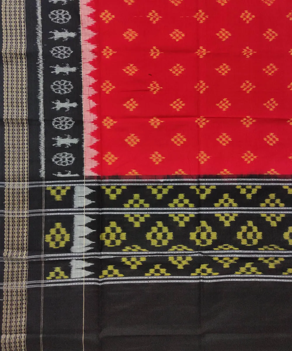 Red black handwoven sambalpuri cotton dupatta