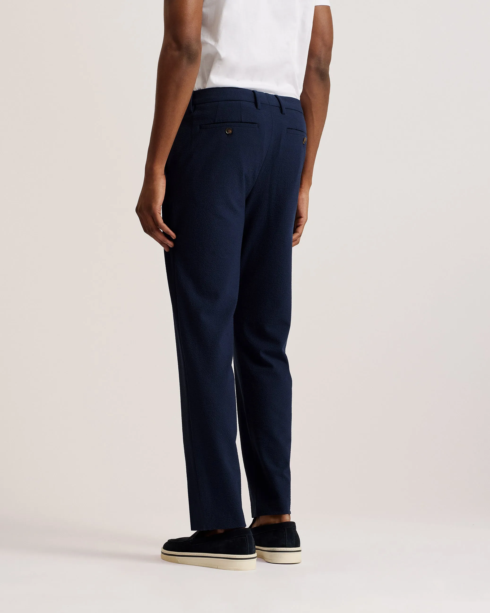 Remust Seersucker Tailored Trouser Navy