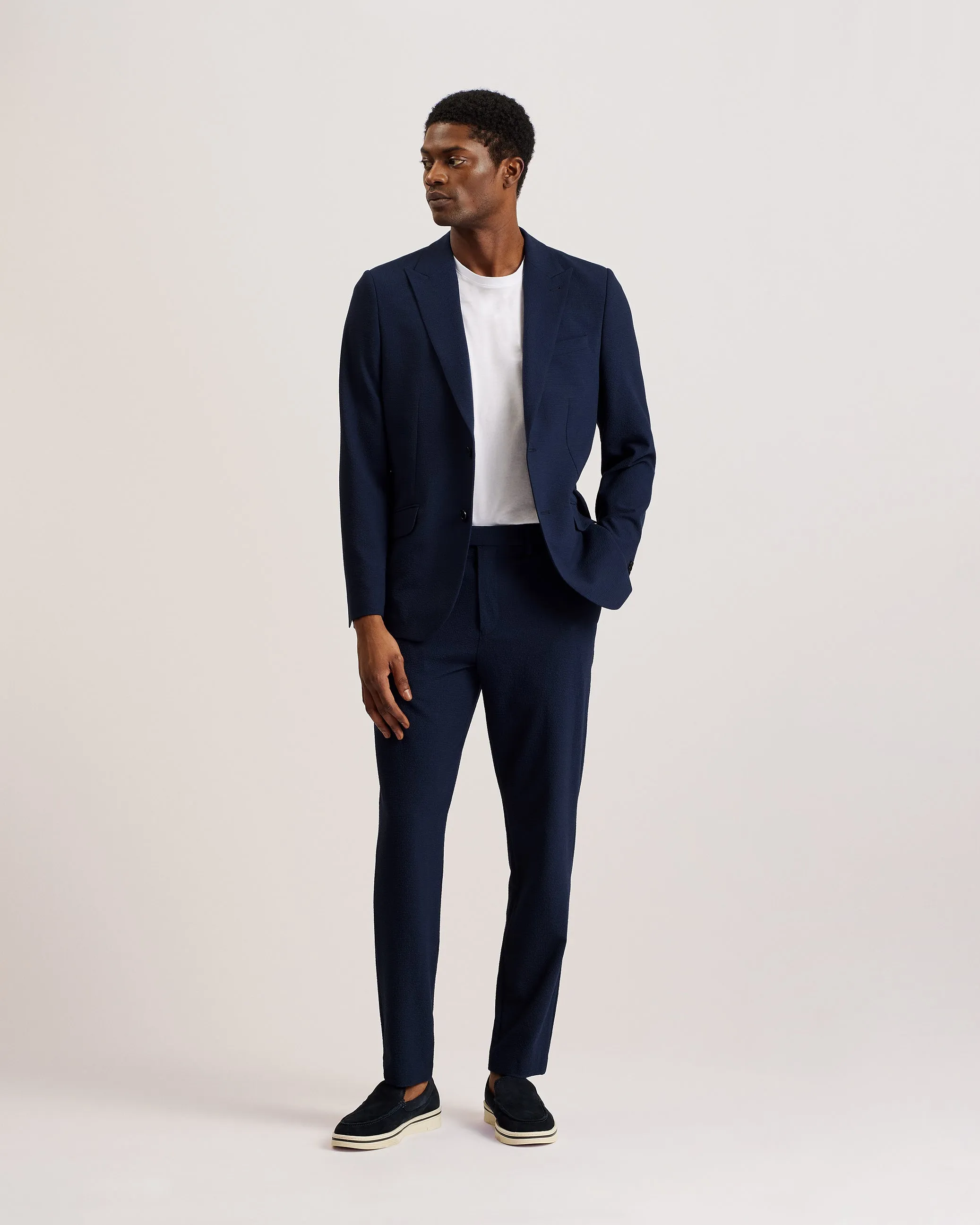 Remust Seersucker Tailored Trouser Navy