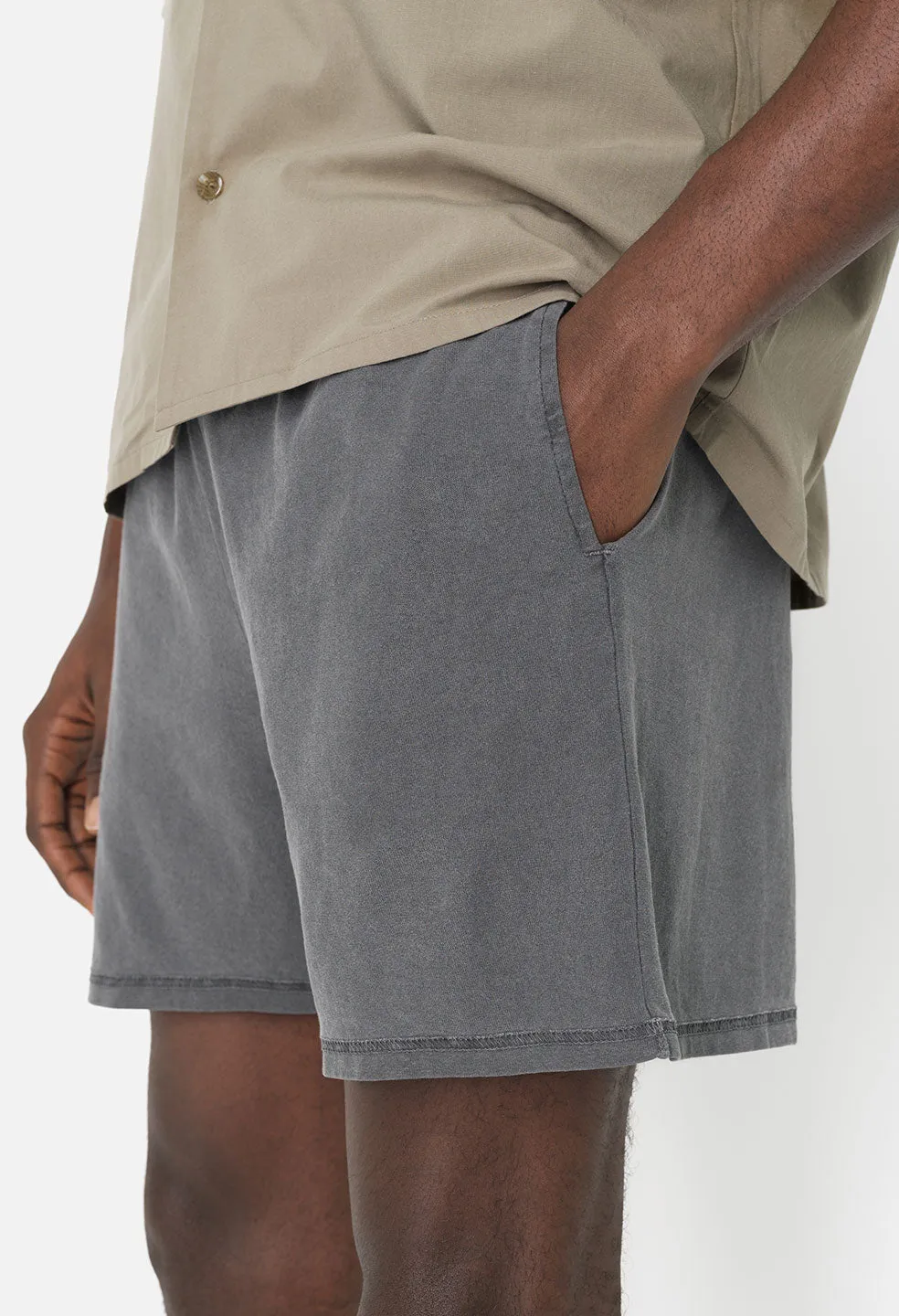 Reversed Jersey Shorts / Washed Black