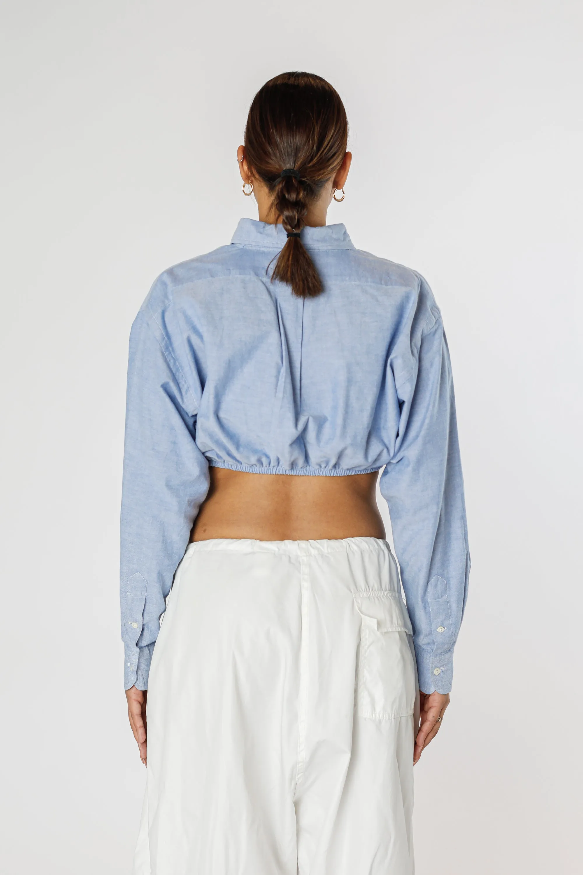 Rework Oxford Cinch Crop Shirt - XS, S, M