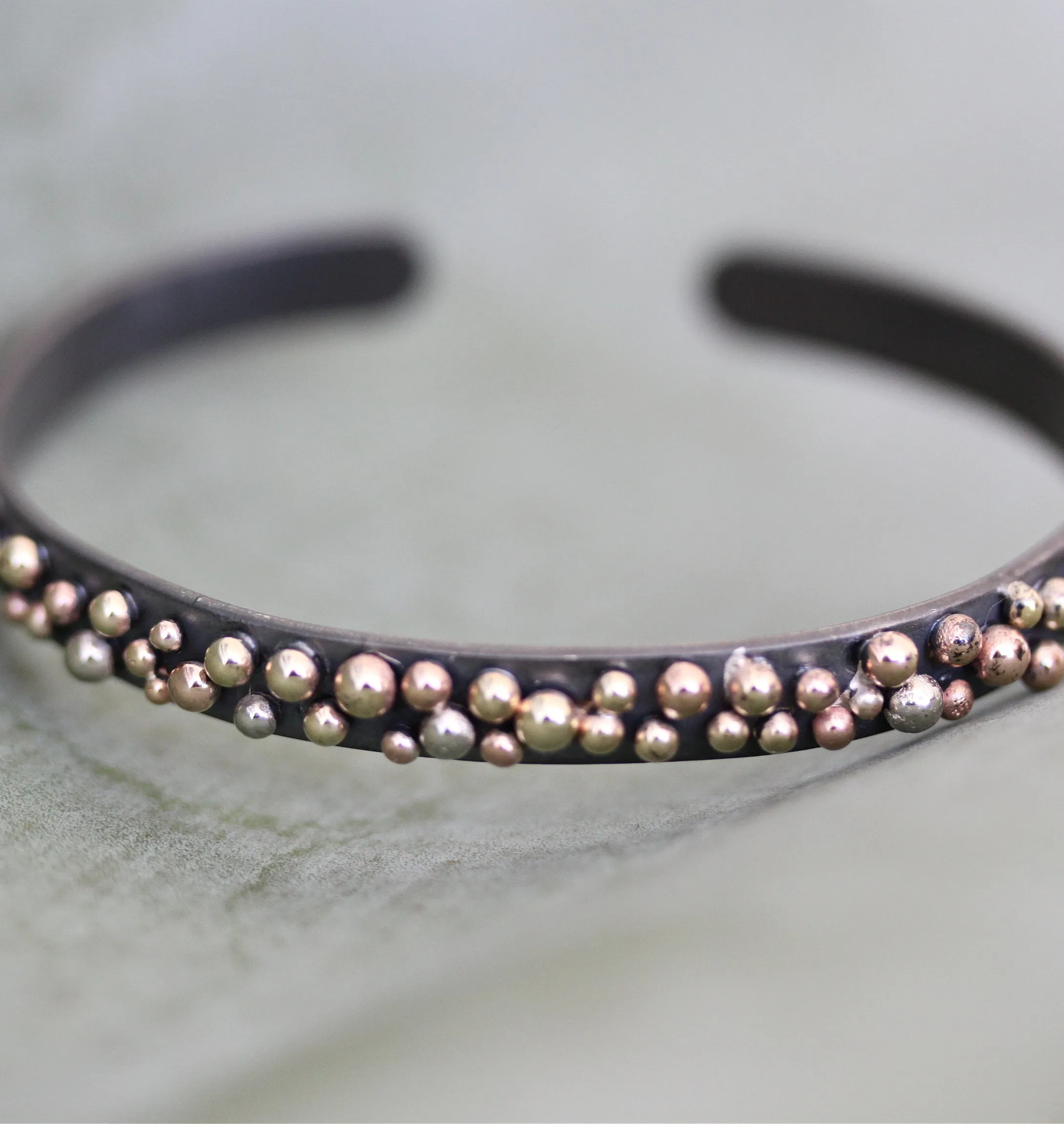 Rhodium Plated Mixed Stud Cuff