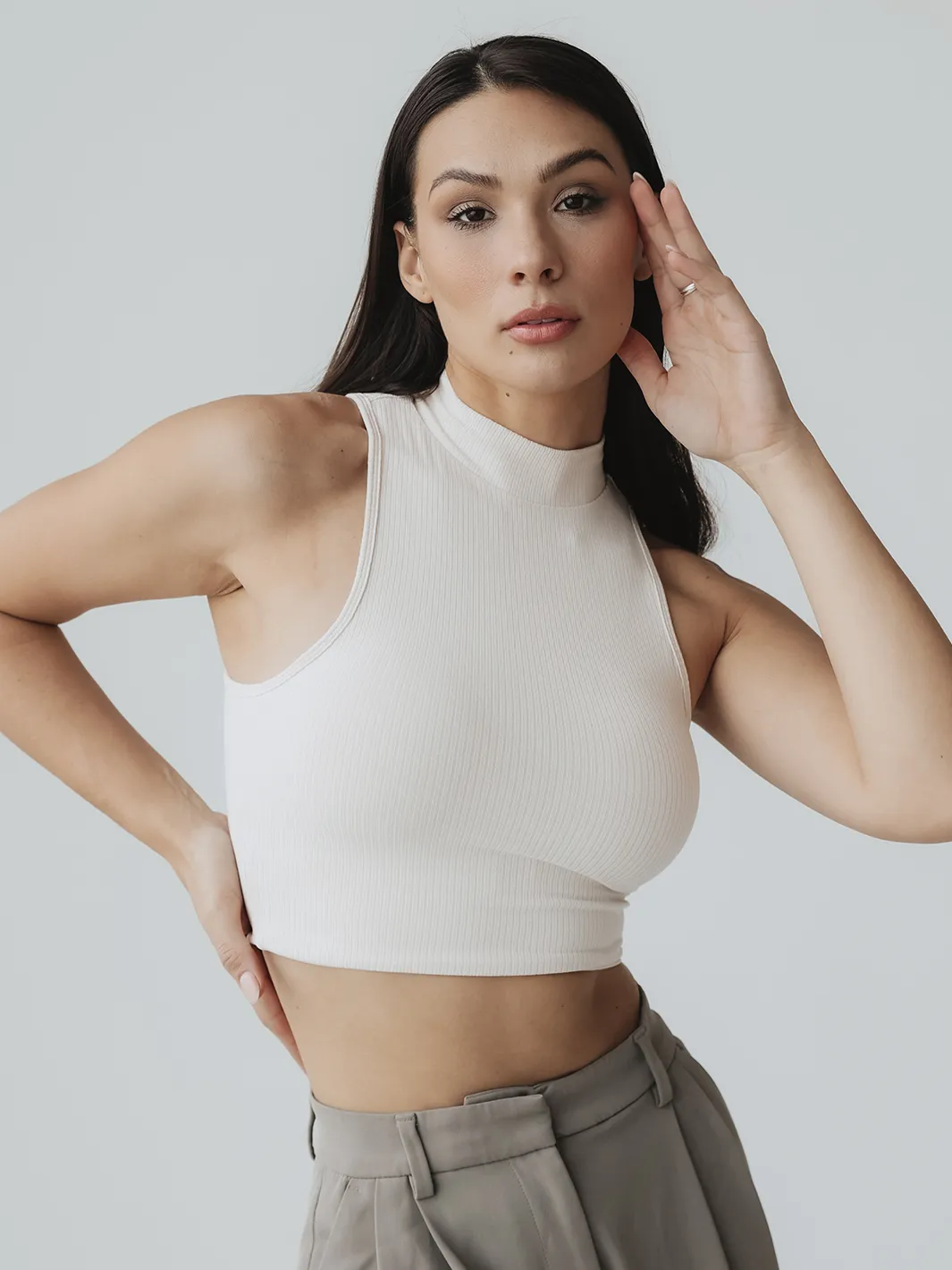 Ribbed Mock Neck Brami (Crop)