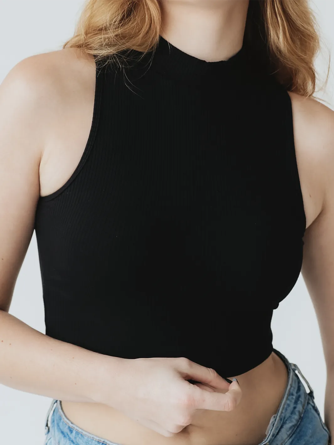 Ribbed Mock Neck Brami (Crop)