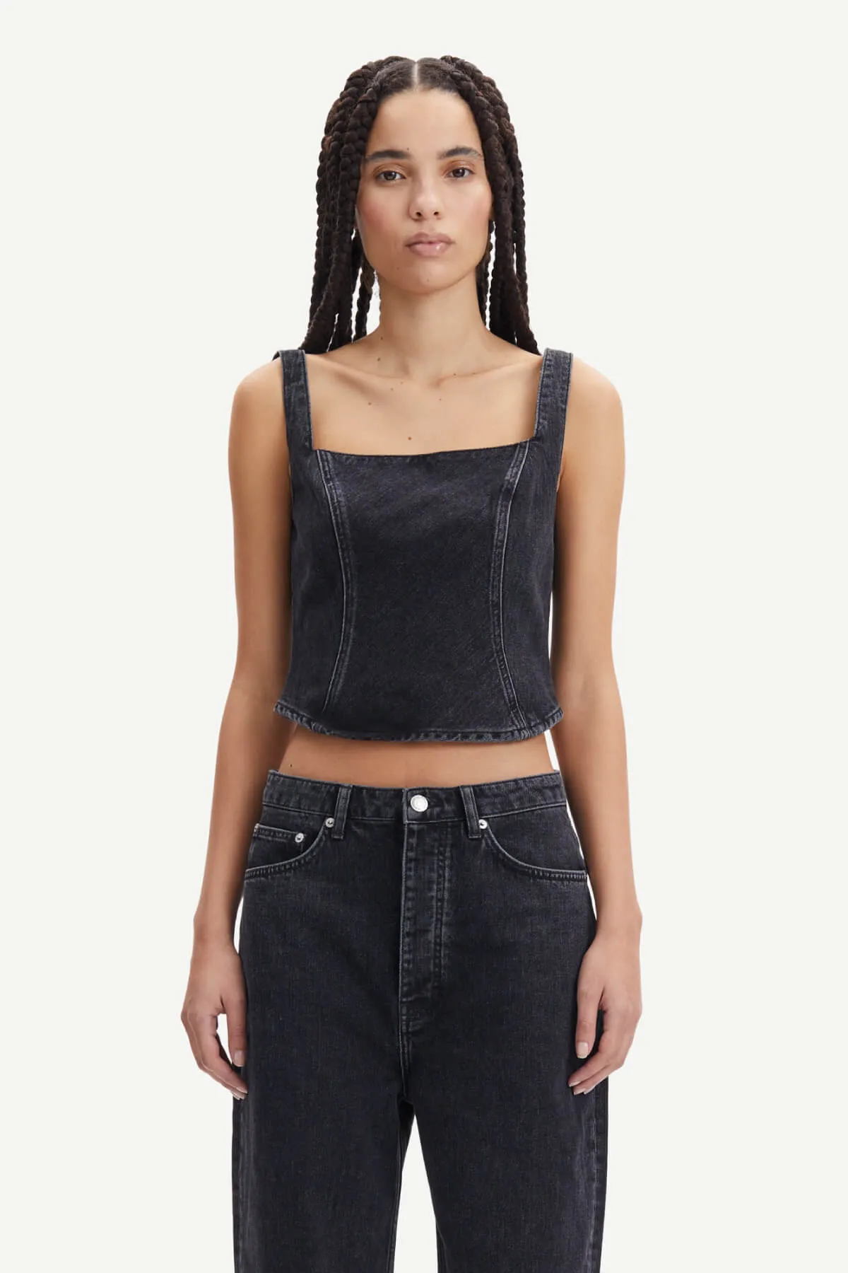 Samse Samse Casja Denim Top - Black Blizzard