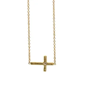 Sideways Cross & Diamond Necklace