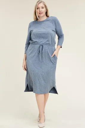 Sierra Basic Midi Dress In 2 Tone WINE Plus Size