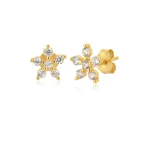 Six Stone White Flower Stud Earrings