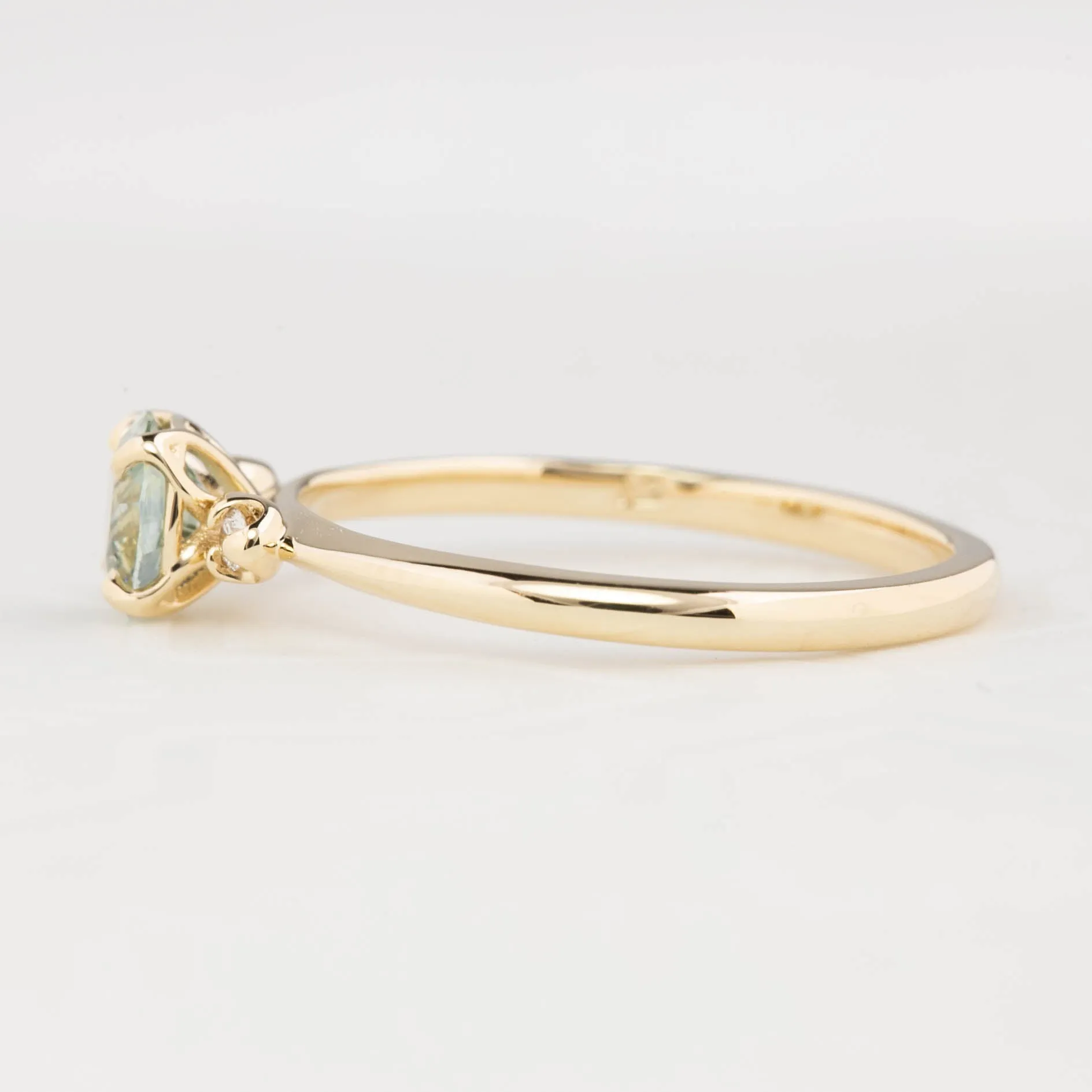 Sofia Ring 0.83ct Aqua Blue Green Montana Sapphire, 14K Yellow Gold