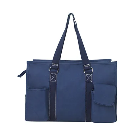 Solid Navy NGIL Zippered Lined Caddy Organizer Tote Bag