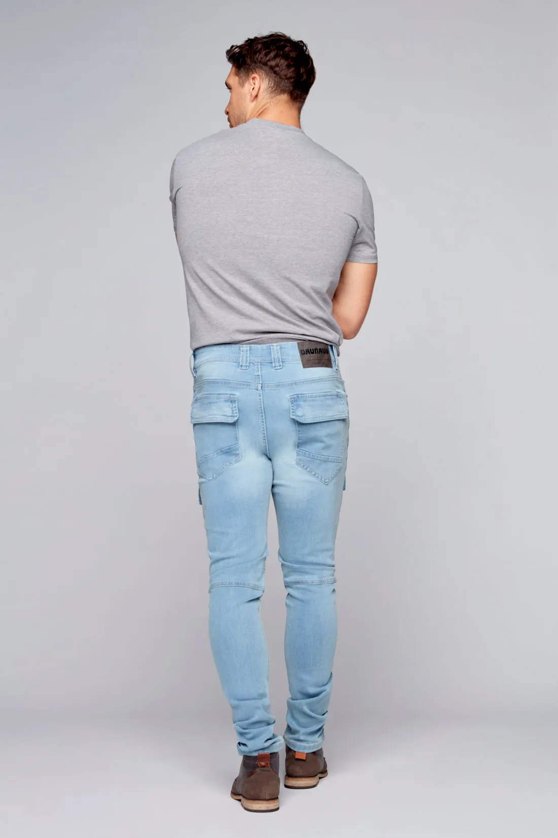 Straight Fit Cargo Jeans - Blue Bleach