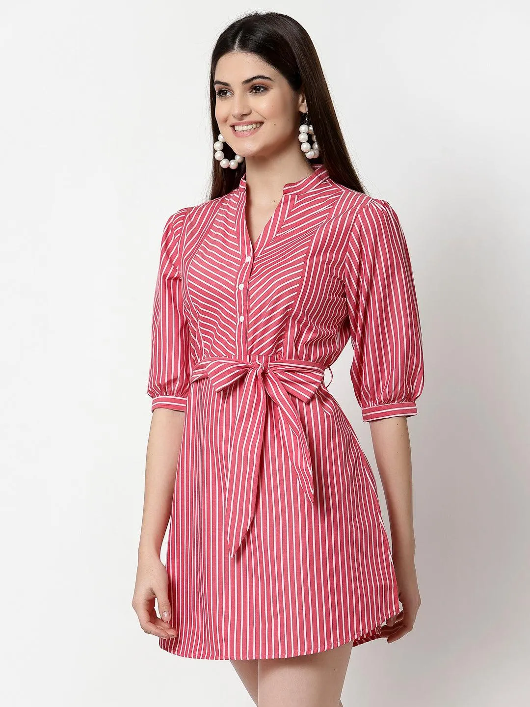 Striped Cotton Shirt Mini Dress