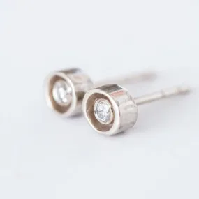 Sustainable Round Diamond Earrings: Vintage inspired diamond earrings in a modern and chic ellipse design - Small diamond studs by Anueva Jewelry