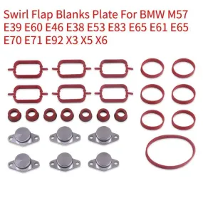 Swirl Flap Blanks Plate & Intake Inlet Manifold Gasket Seal For BMW M57 E39 E60 E46 E38 E53 E83 E65 E61 E65 E70 E71 E92 X3 X5 X6