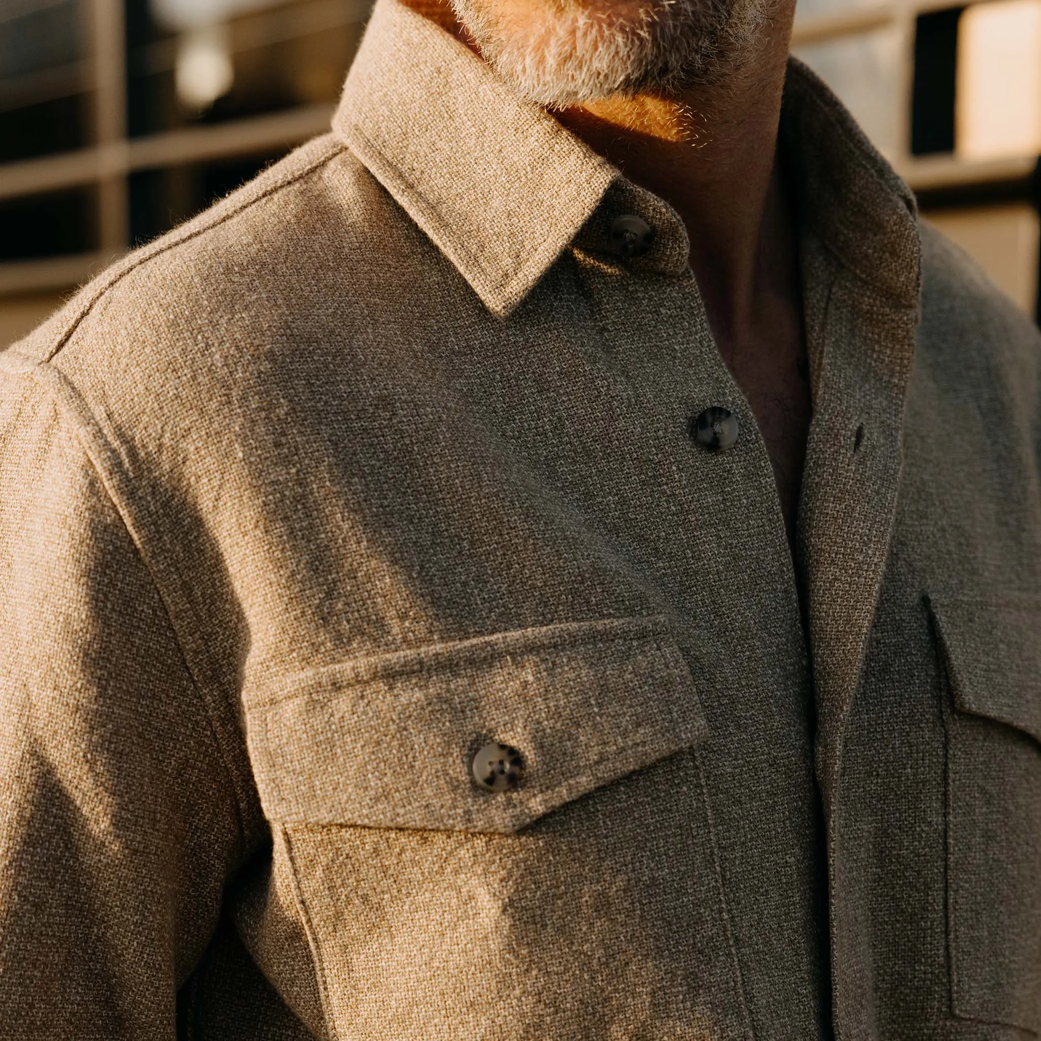 The Point Shirt in Heather Oat Linen Tweed