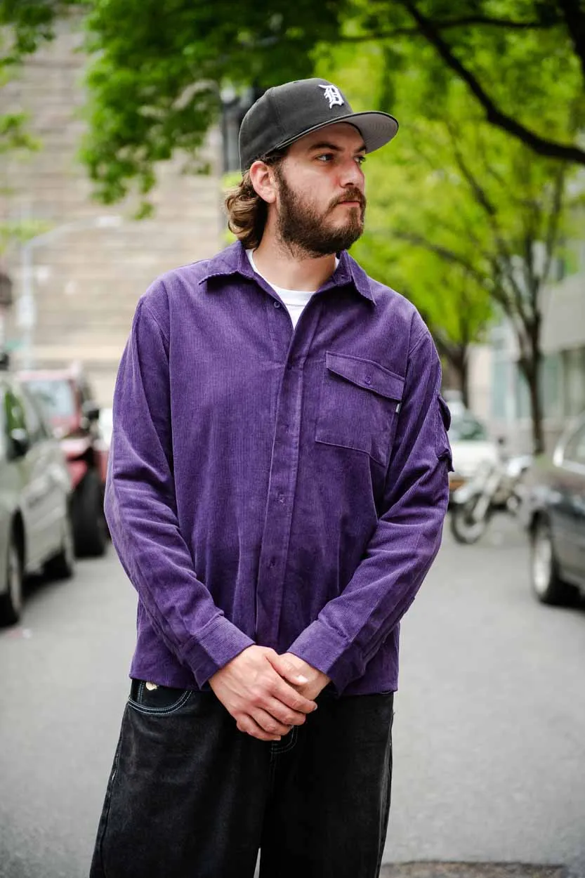 Theories Winston Corduroy Utility Shirt Eggplant