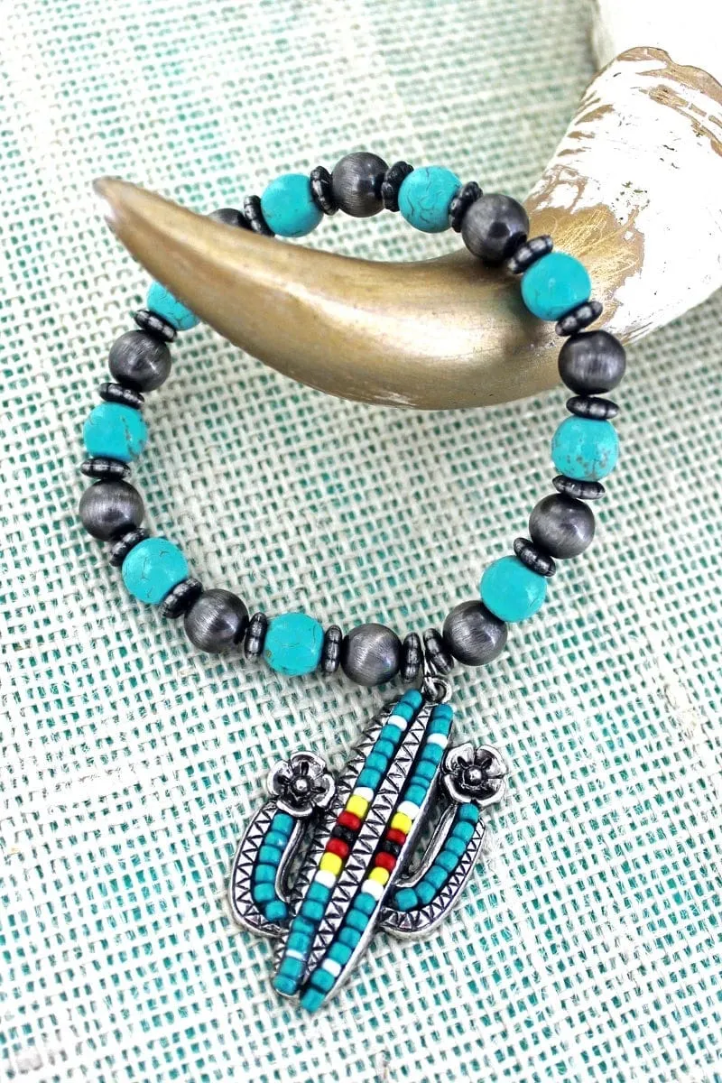 Turquoise cactus bracelet