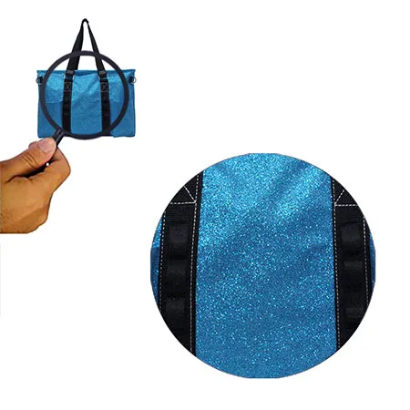 Turquoise Glitter NGIL Zippered Lined Caddy Organizer Tote Bag