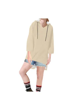 Vanila Custard Step Hem Tunic Hoodie for Women (Model H25)