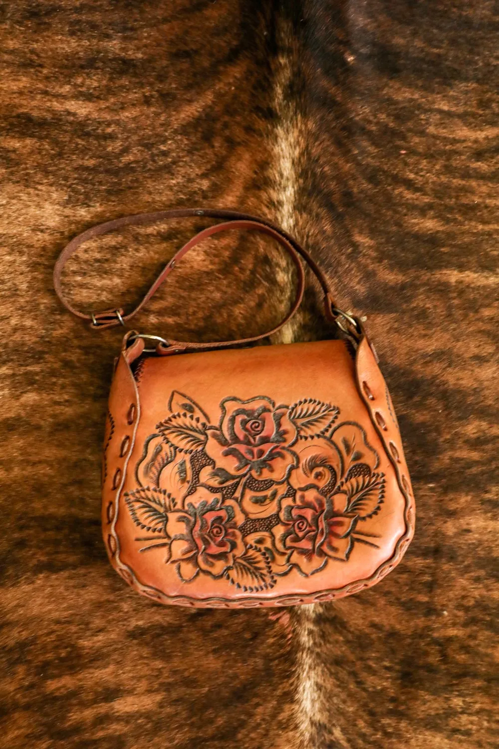 Vintage Tooled Leather Western Boho Horse Purse