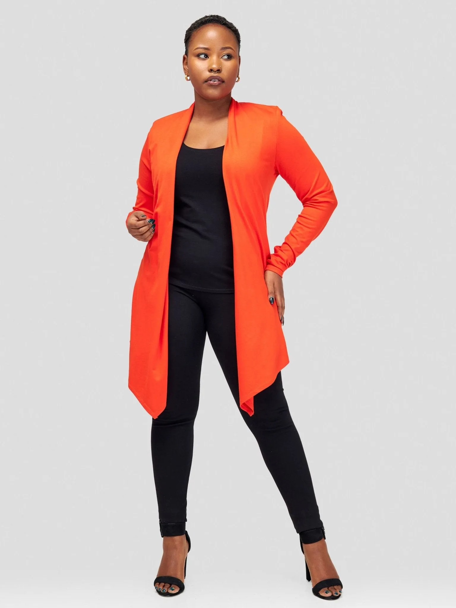 Vivo Basic Leila Long Sleeve Asymmetrical Waterfall - Orange