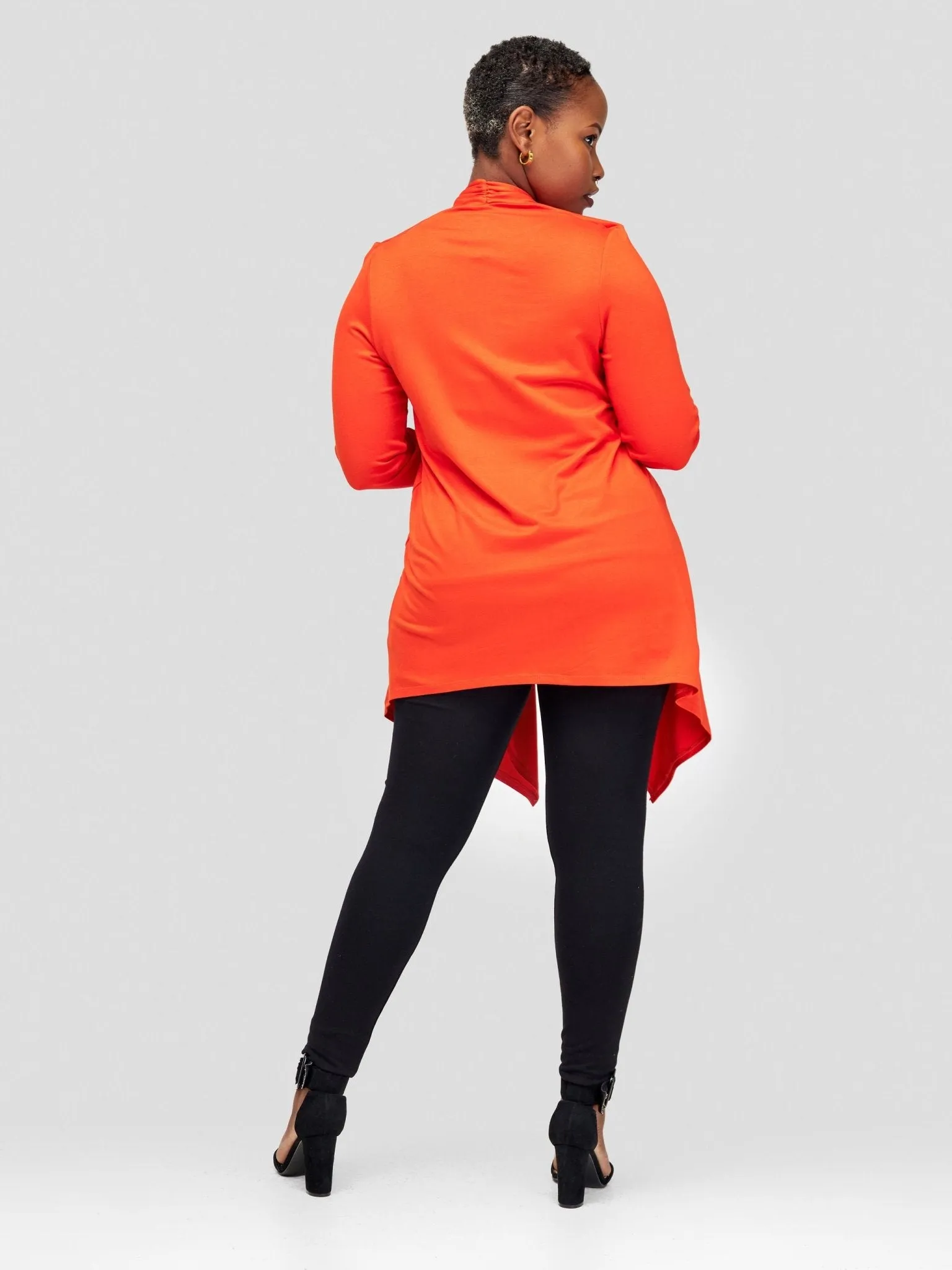 Vivo Basic Leila Long Sleeve Asymmetrical Waterfall - Orange