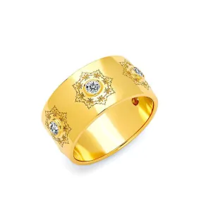 Wide Mogul Diamond Flower Band