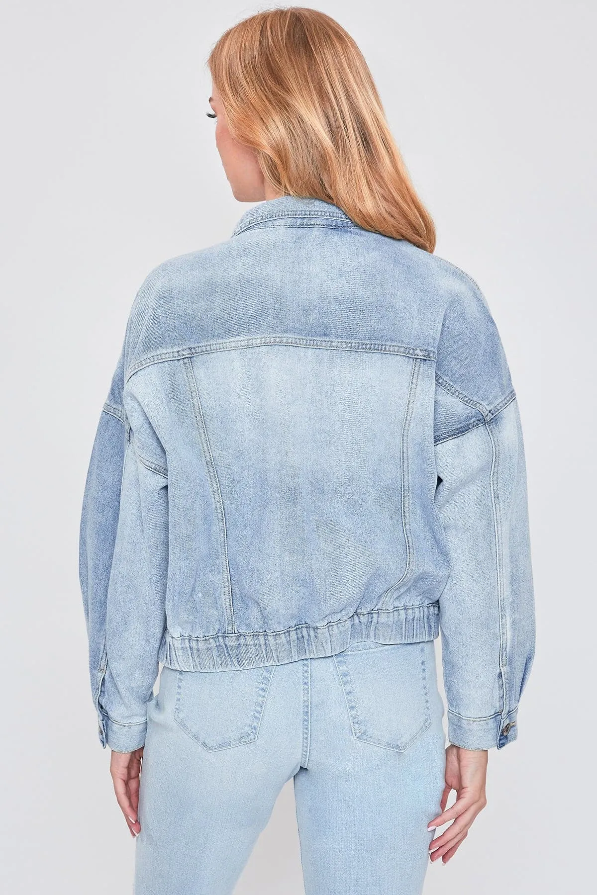 Women's 80's Style Denim Jacket With Elastic Hem