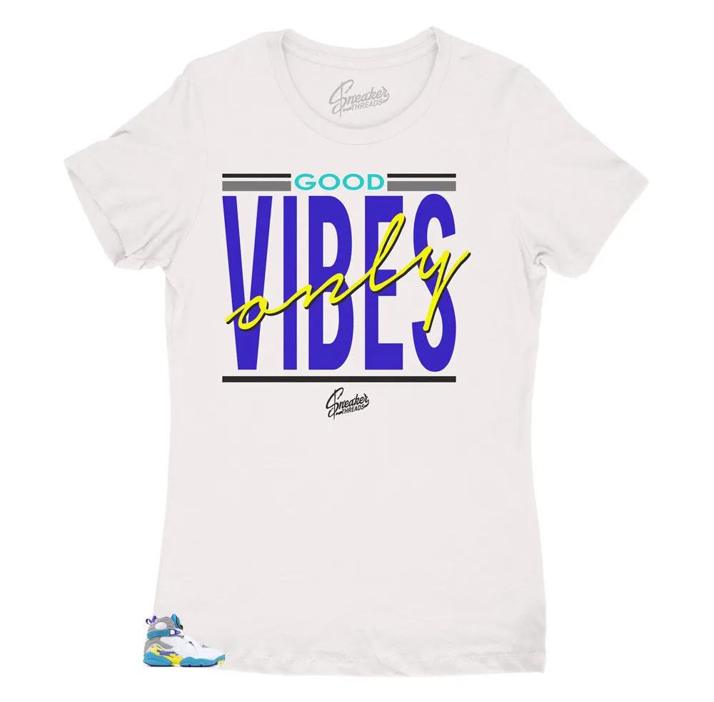 Women's White Aqua 8 Shirt - Vibes - White