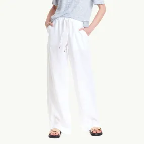 Women's Wide Leg Linen Pant - White